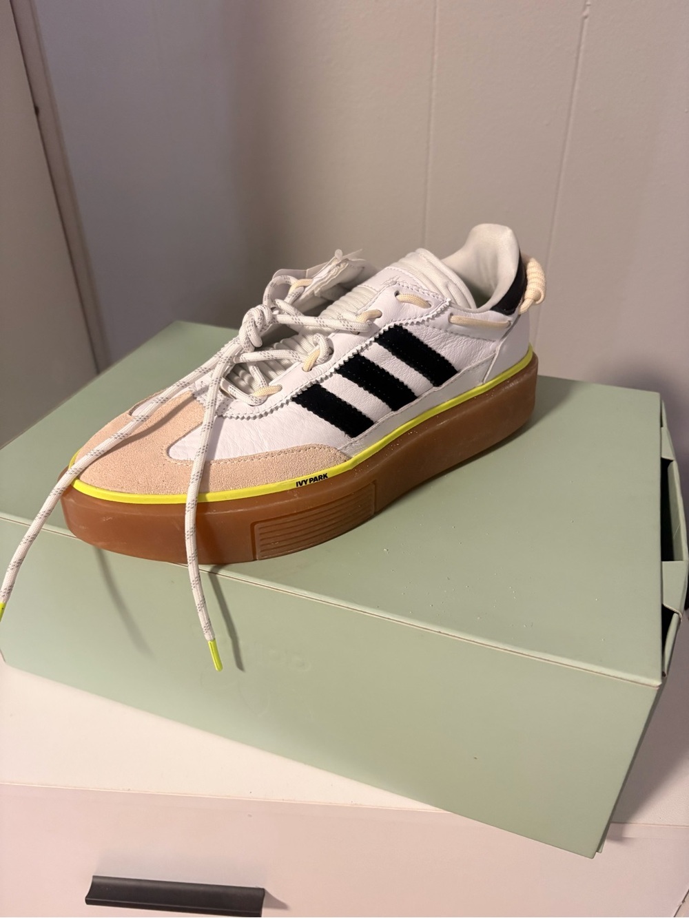 Adidas Ivy Park Platform Sneakers White Beige Gum Sole